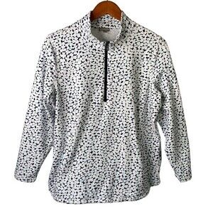 Talbots T by Talbots 1/2 Zip Mocneck Pullover Activewear Top Abstract Geo Print
